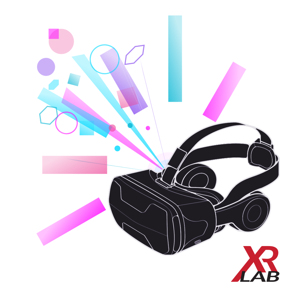XR Lab sticker design: headset burst